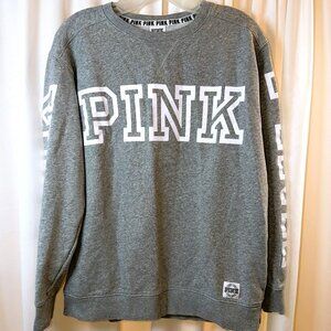 Women's PINK Victoria's Secret Long Sleeve Gray Sweatshirt Size Medium